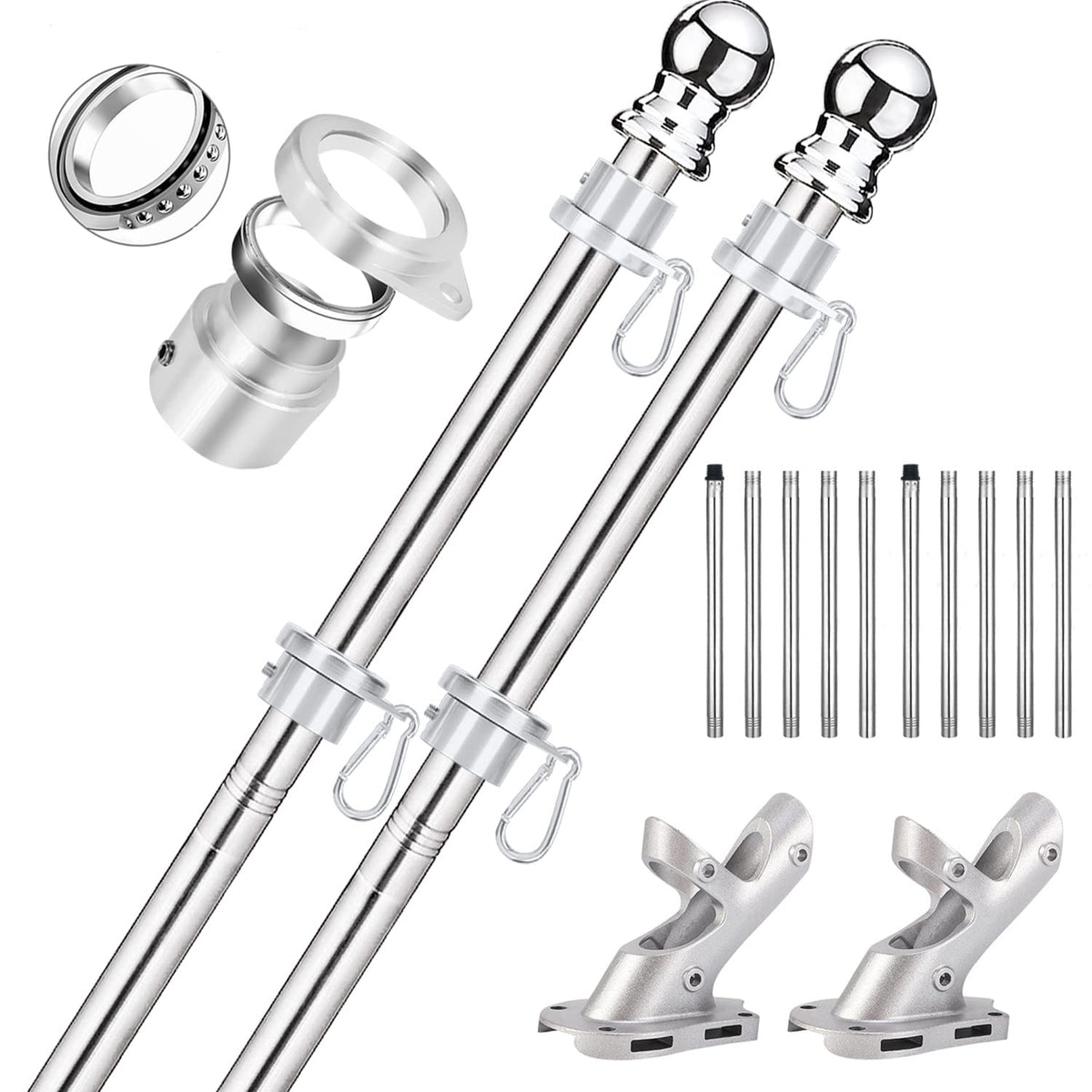 2 Pack 6 ft 1 inch Flag Poles C435