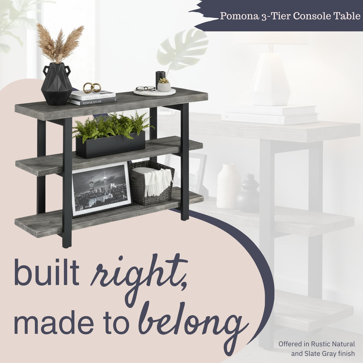 Solid Wood Media Console Table R186623