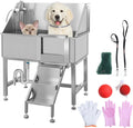 38" Stainless Steel Dog Grooming Tub with Stairs U95325