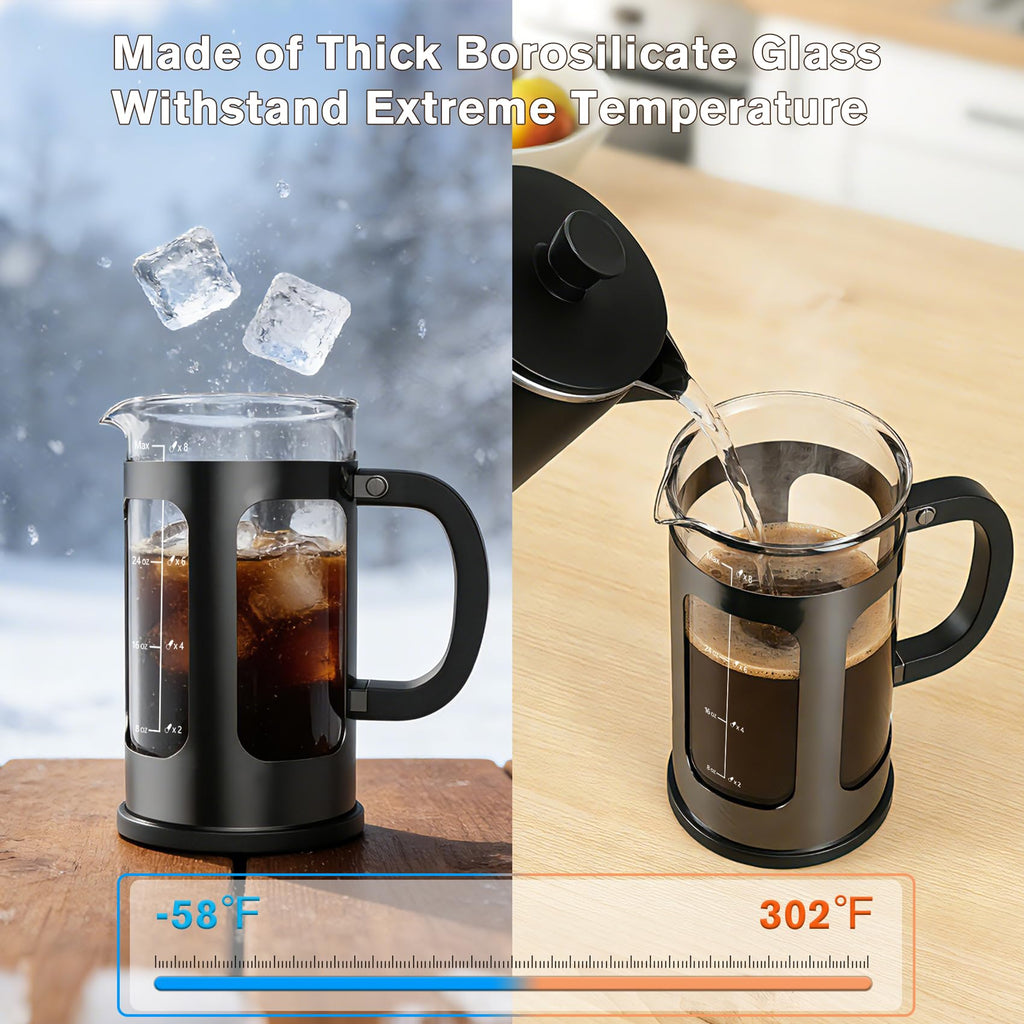 34oz Heat Resistant Glass Stainless Steel French Press Coffee Maker H599