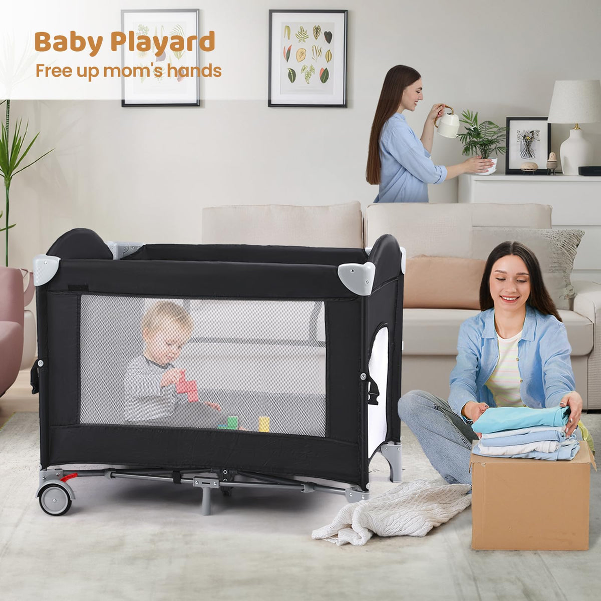 5-in-1 Pack and Play with Bassinet and Changing Table B7466