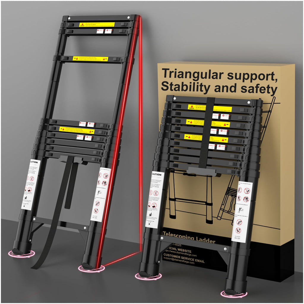 10.5 FT Aluminum Telescoping Ladder 330 Lbs F6473