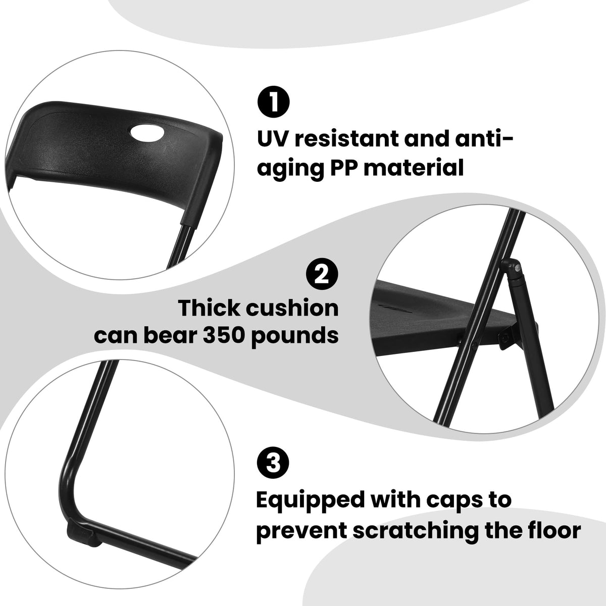 Black Plastic Folding Chairs 10 Pack W77699
