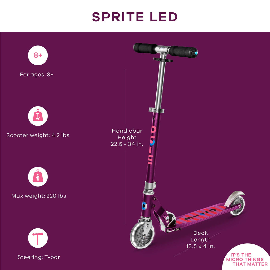 Foldable LED Scooter 2 Wheel Adjustable T Bar D65284