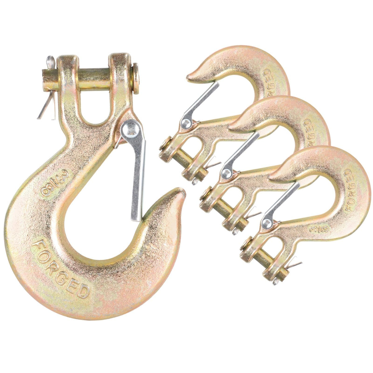 4 Pack 3/8-Inch Grade 70 Steel Clevis Slip Hooks with Safety Latch F1524