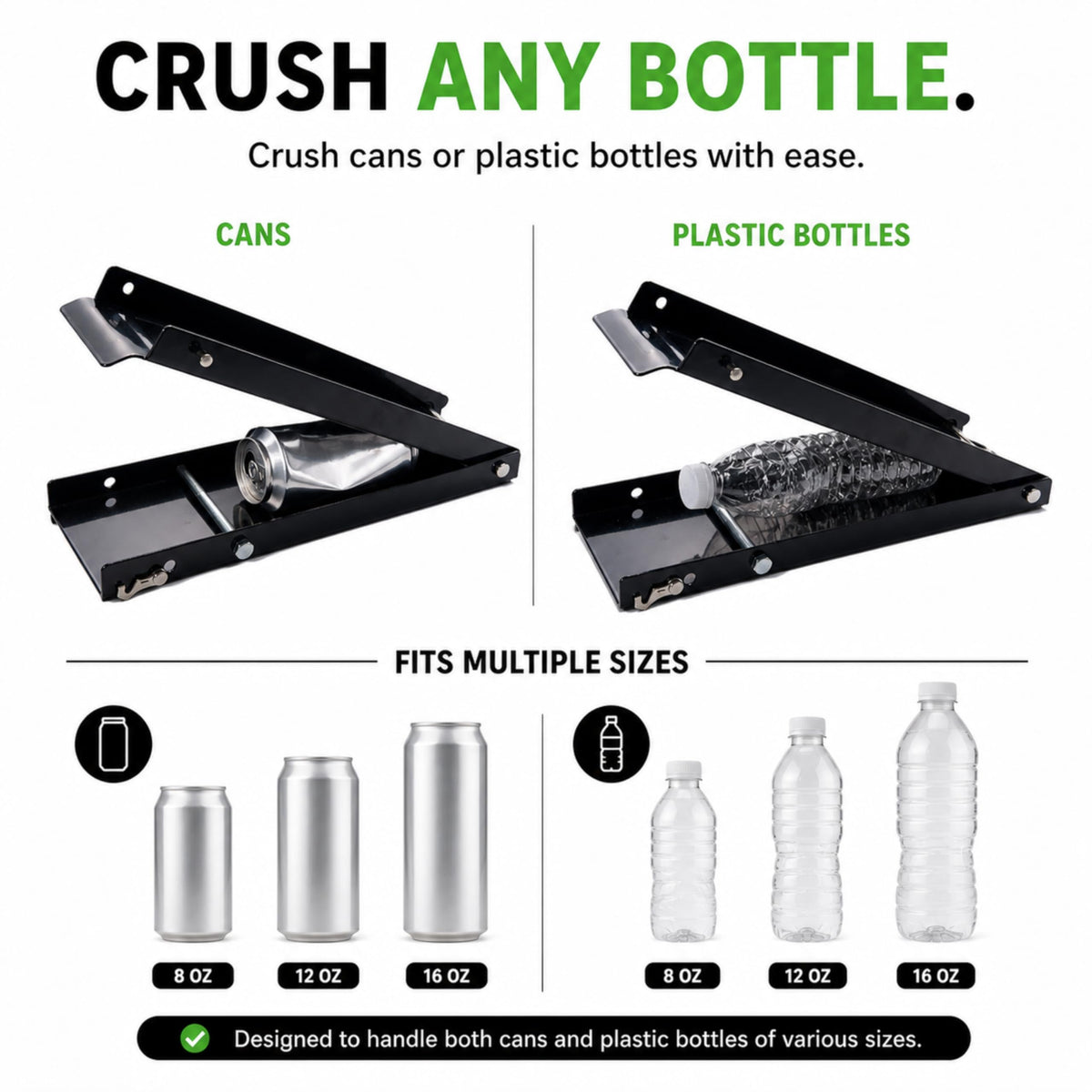 Heavy Duty Aluminum Foldable Can Crusher with Non-Slip Base Q5457