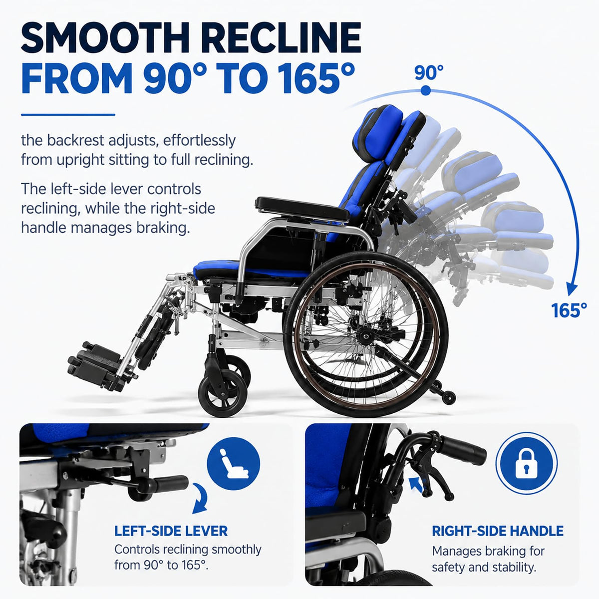 High Back Reclining Wheelchair with Elevating Leg Rests U261732