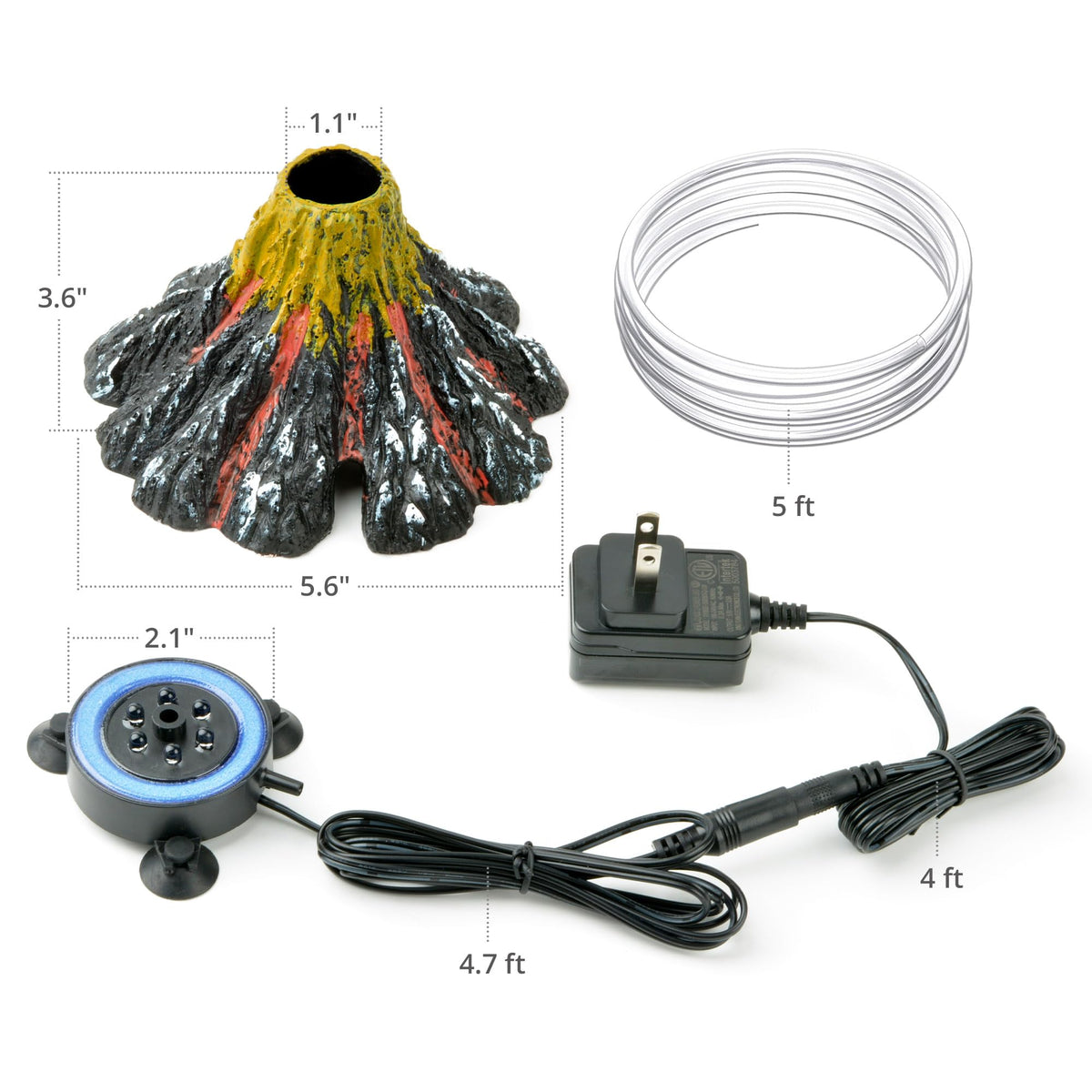 Aquarium Bubbler Decoration LED Volcano Ornament Q193