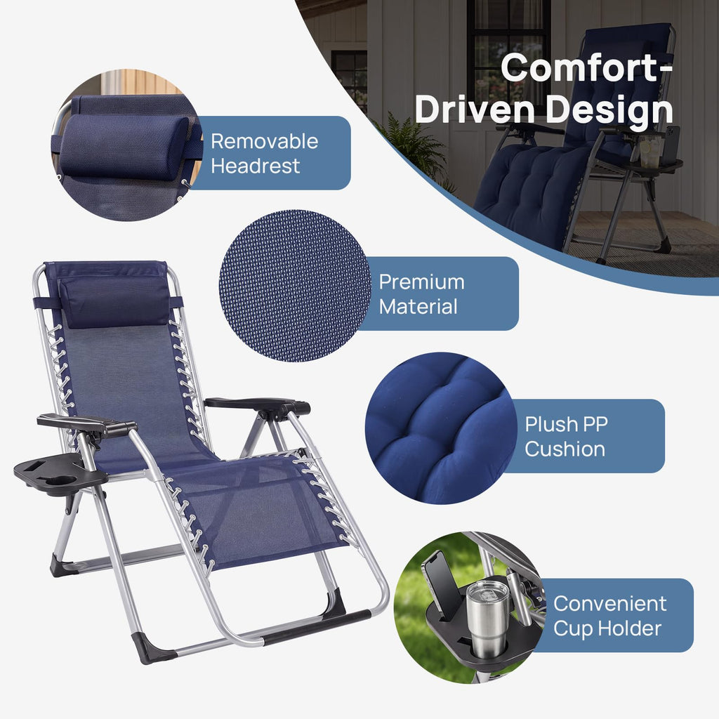 Zero Gravity Chairs Set of 2 with Cup Holder E95447