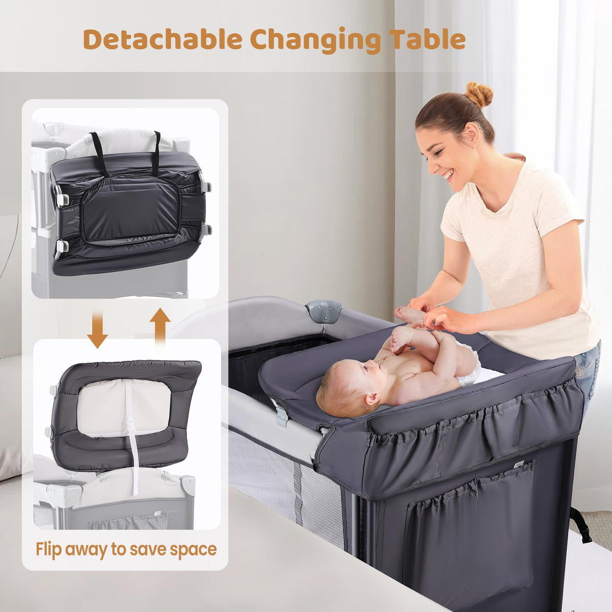 5 in 1 Pack and Play with Bassinet and Changing Table R869