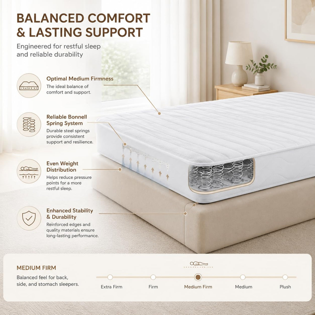 5 Inch Twin Size Bonnell Spring Mattress Y775344