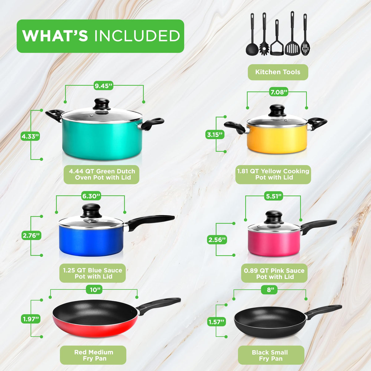 15 Piece Non Stick Cookware Set E951704