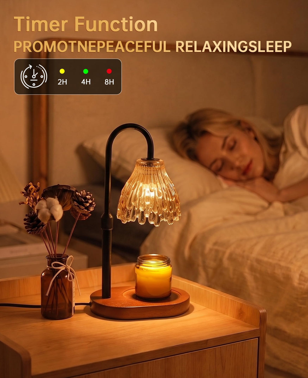 Glass Candle Warmer Lamp with Timer & Dimmer C576798