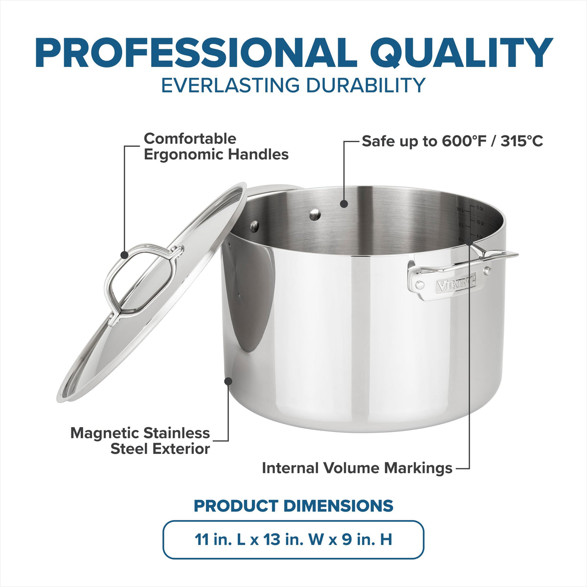 3-Ply Stainless Steel 12 Quart Stock Pot with Lid K9322
