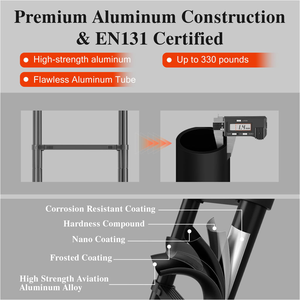 10.5 FT Aluminum Telescoping Ladder 330 Lbs F6473