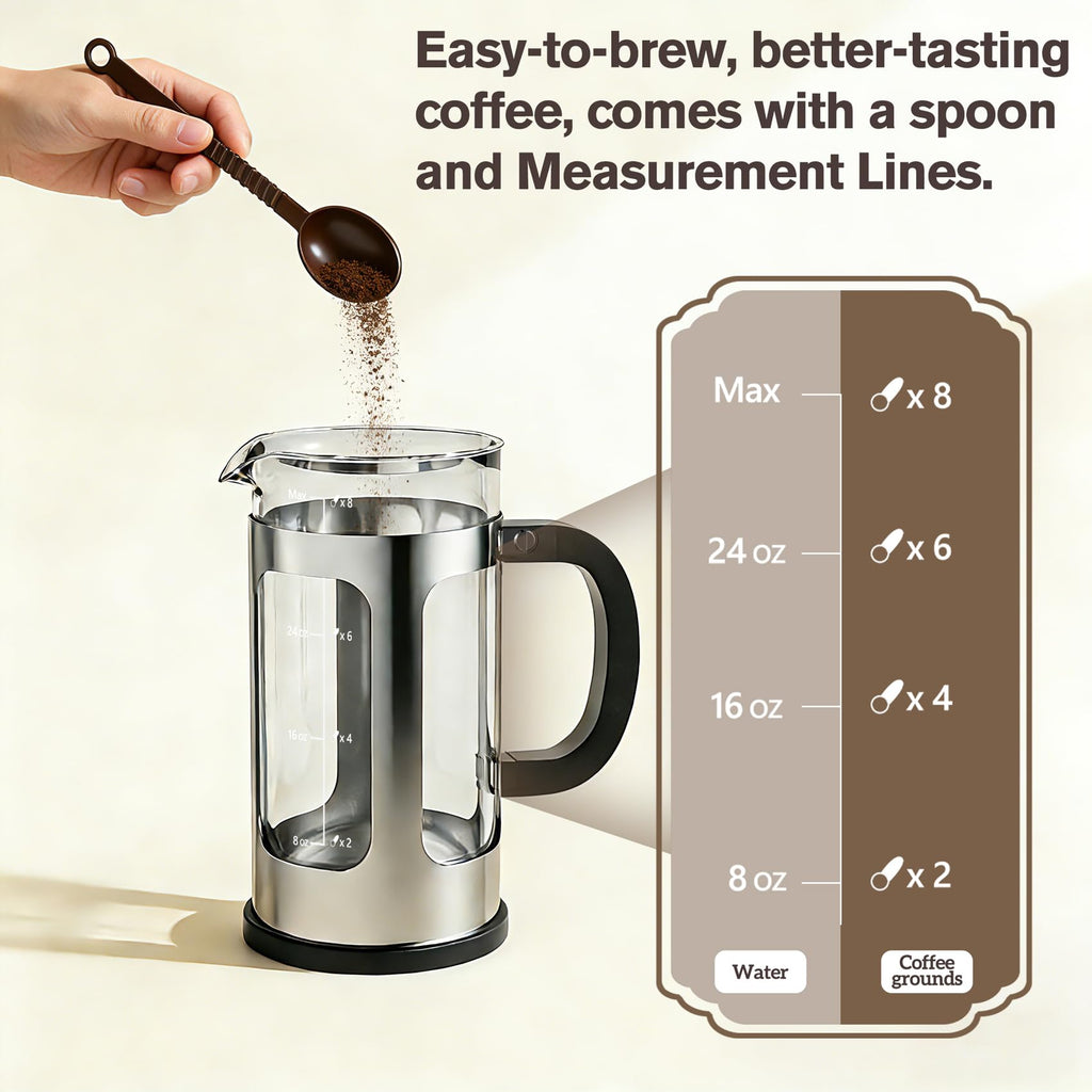 34oz Heat Resistant Glass Stainless Steel French Press Coffee Maker H599