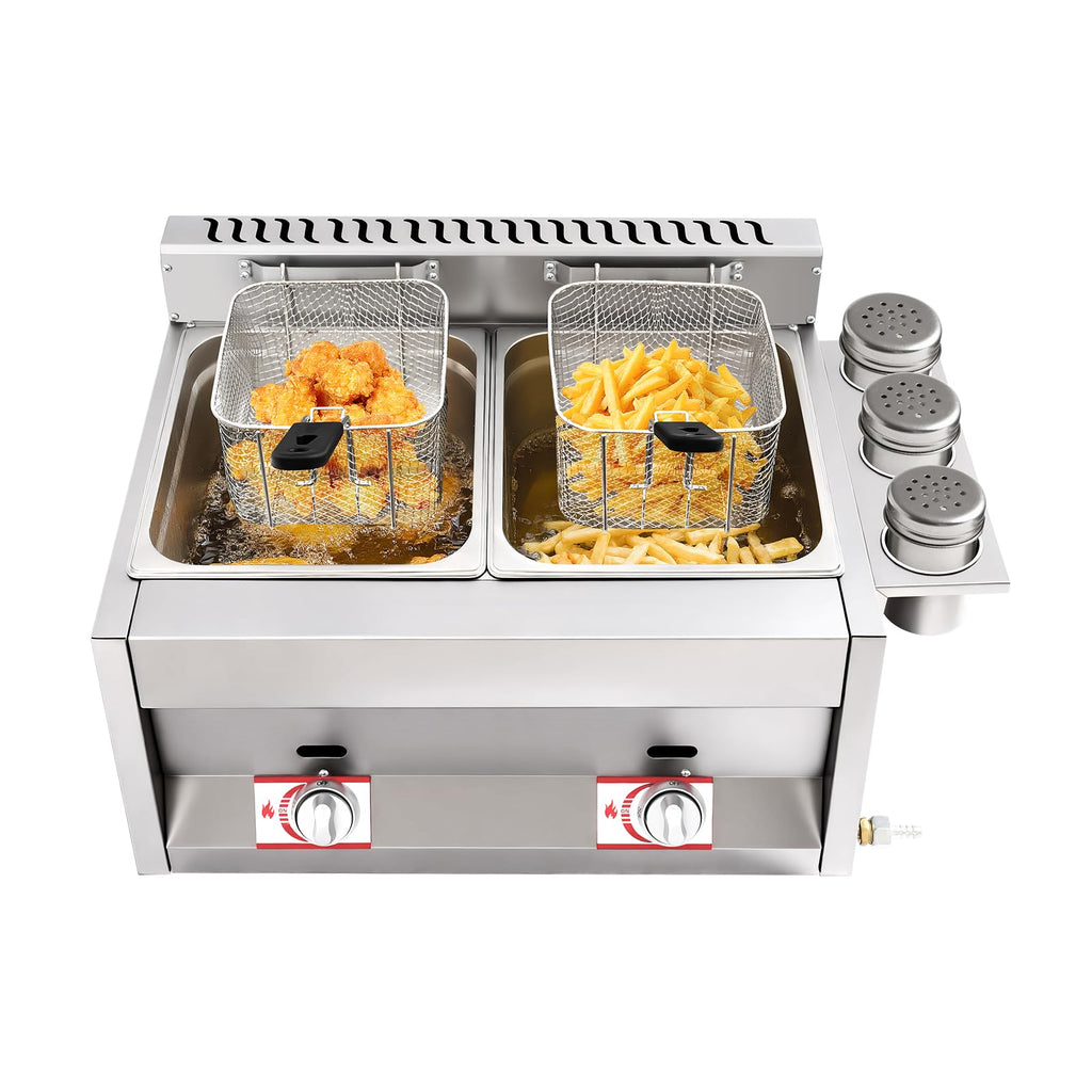 Stainless Steel Countertop Gas Deep Fryer with Basket I408670