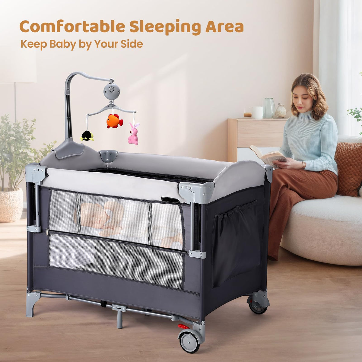 5-in-1 Portable Baby Bassinet with Changing Table and Carry Bag K7587