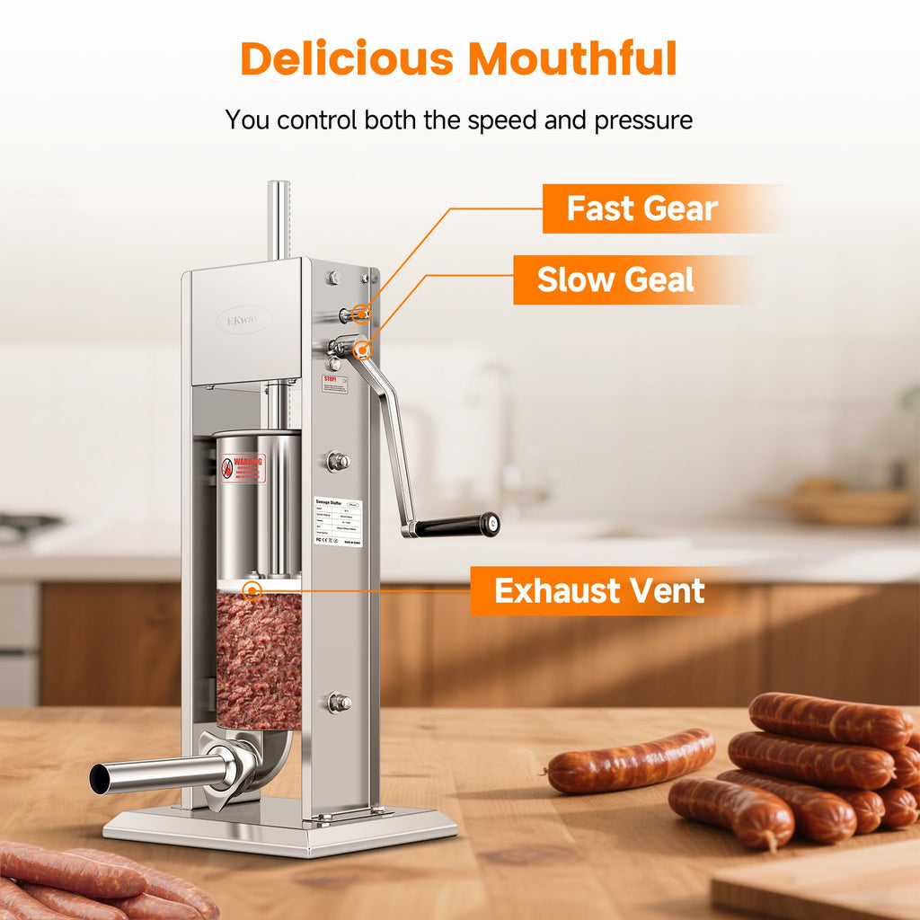 7L Vertical Stainless Steel Sausage Stuffer with 5 Filling Tubes N848029