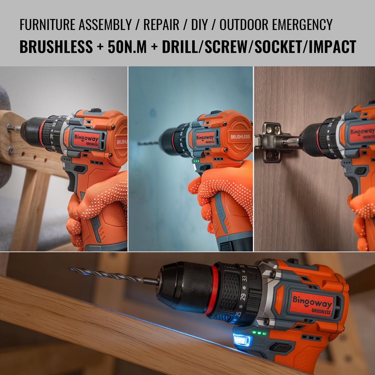 16.8V Brushless Cordless Drill Set with 2 Batteries J15256