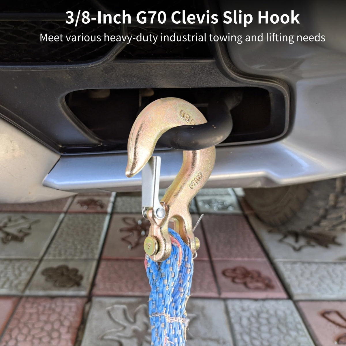 4 Pack 3/8-Inch Grade 70 Steel Clevis Slip Hooks with Safety Latch F1524
