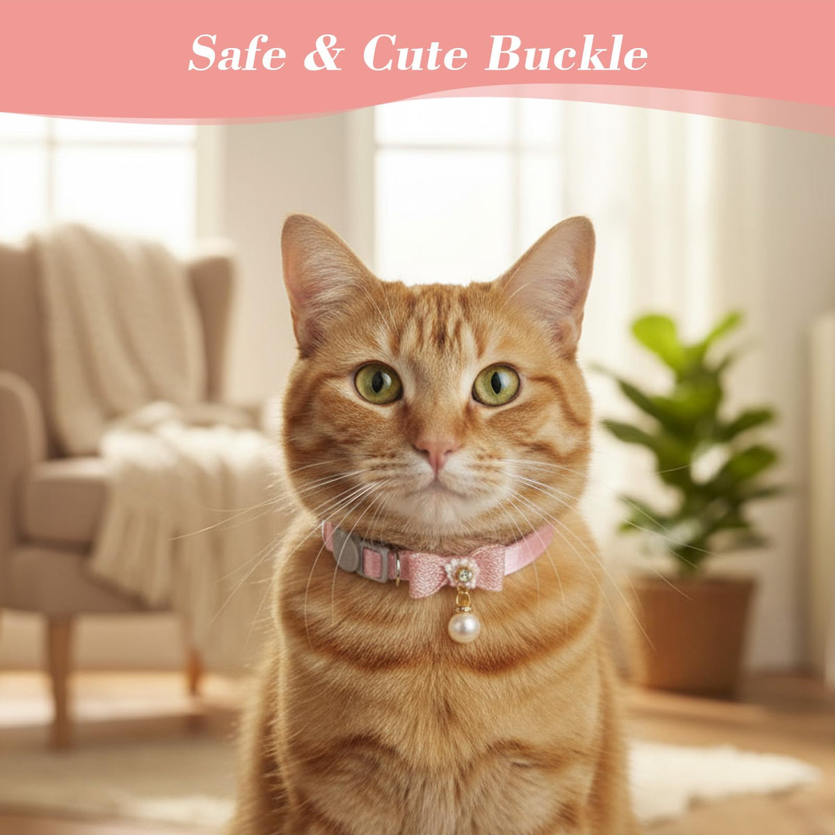 Adjustable Pink Breakaway Cat Collar Y878