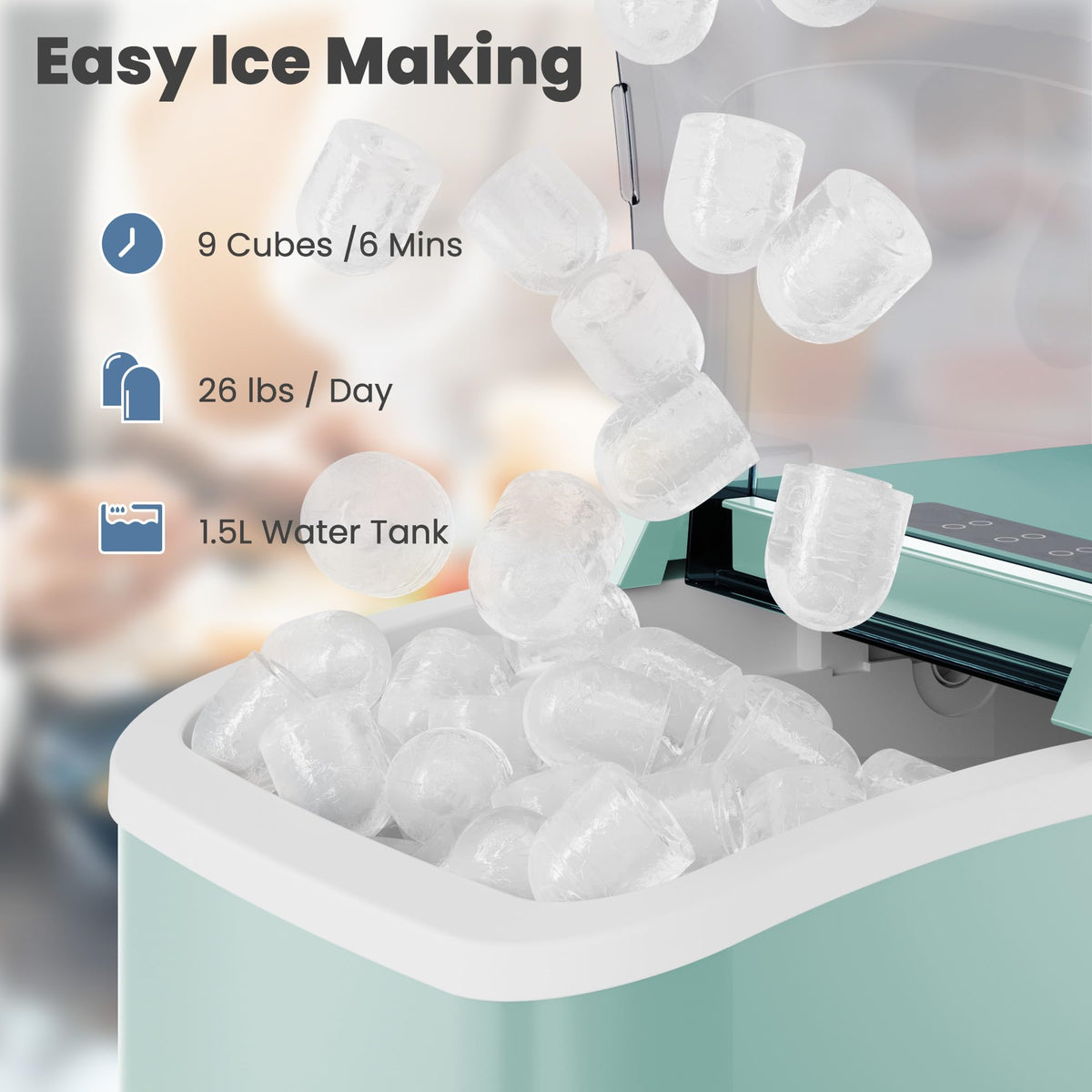Green Portable Countertop Ice Maker Q313850