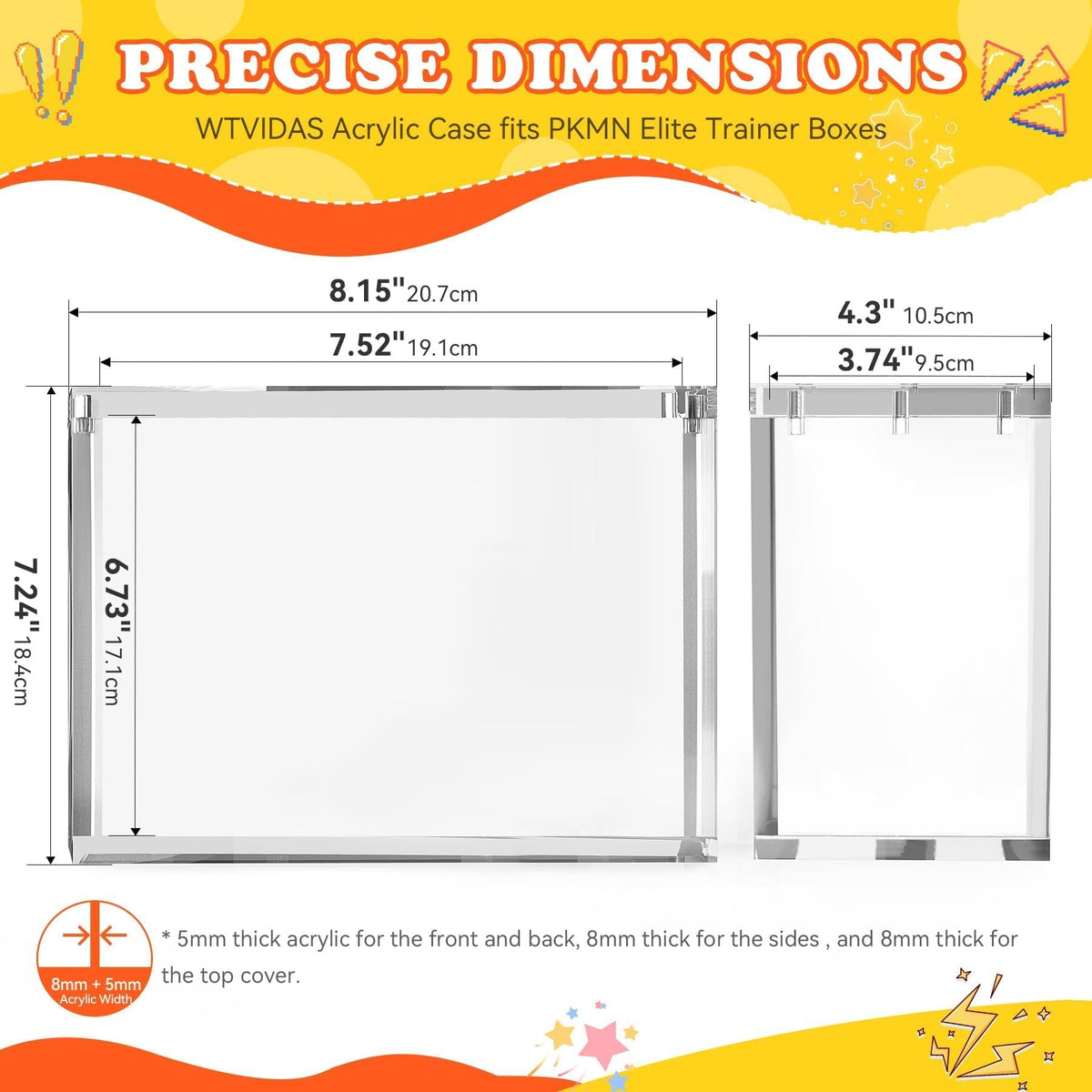 Acrylic Case 3 Pack, 8mm Magnetic Lid C417054