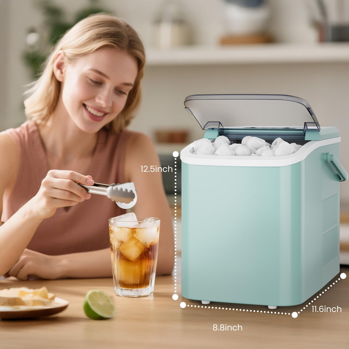 Green Portable Countertop Ice Maker Q313850