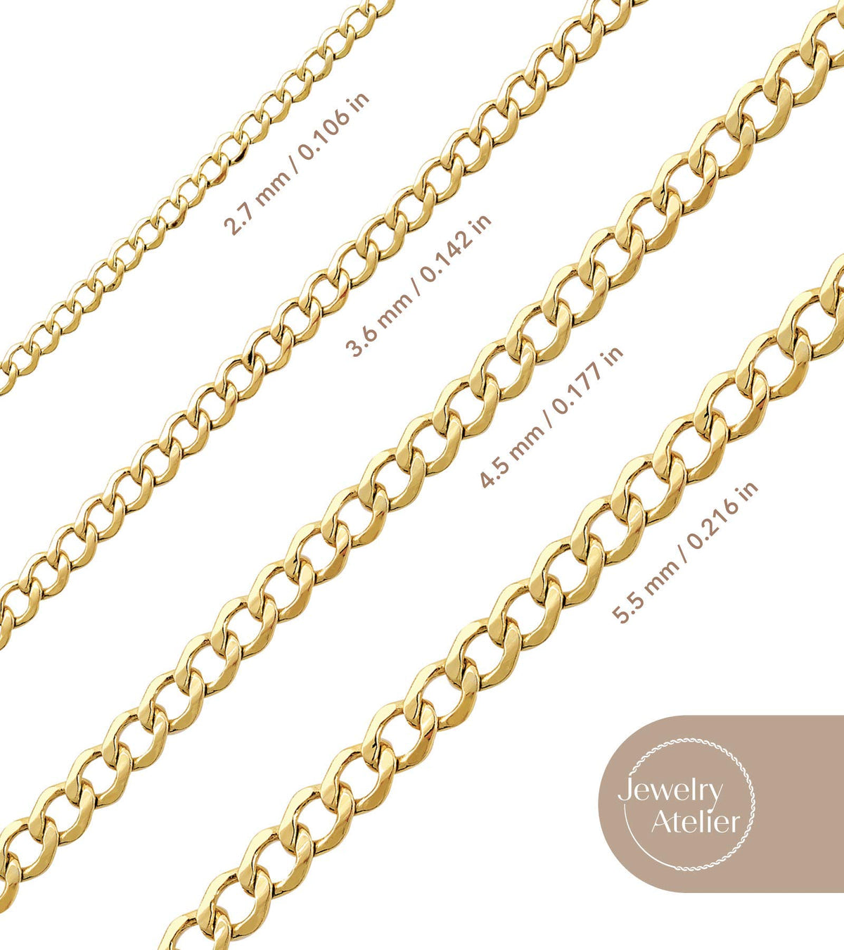 14K Yellow Gold Filled Cuban Curb Link Chain Necklace N59407
