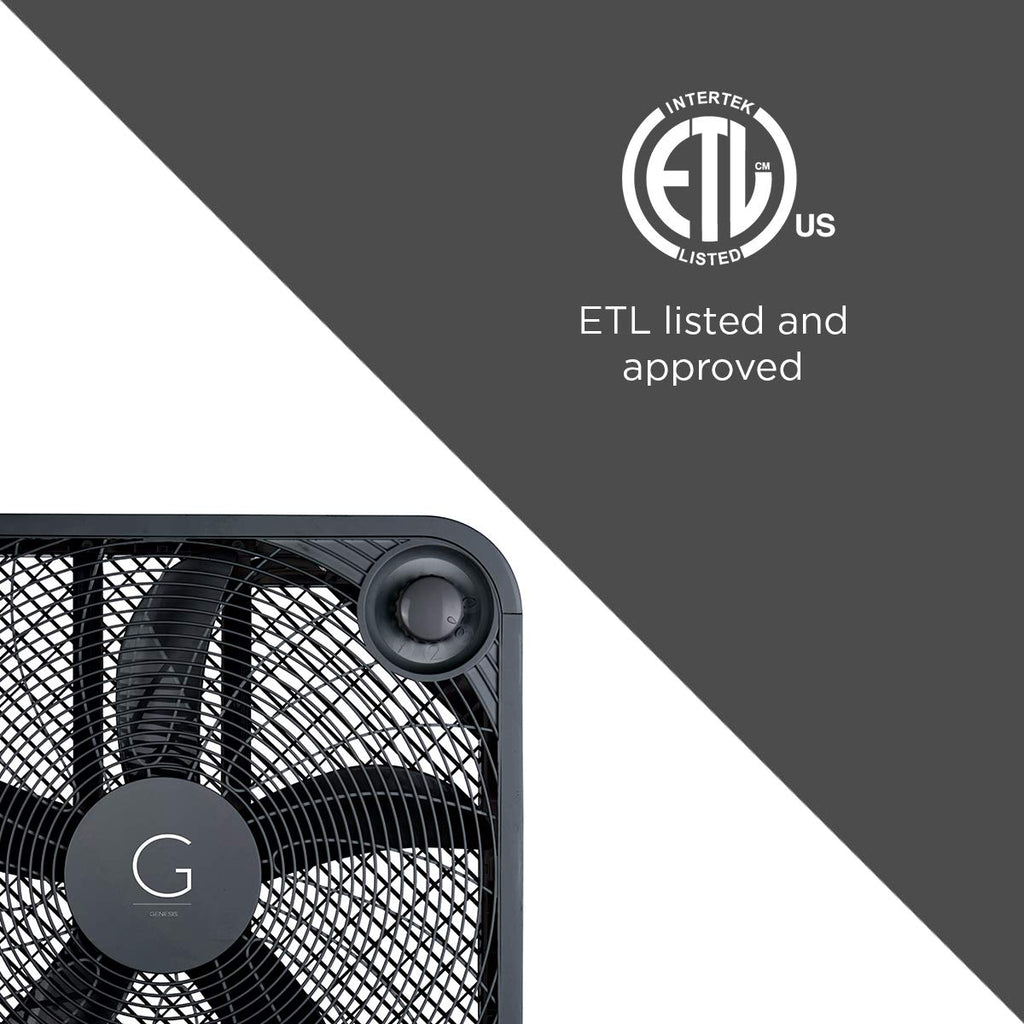 20" Box Fan, 3 Settings, Black D264394