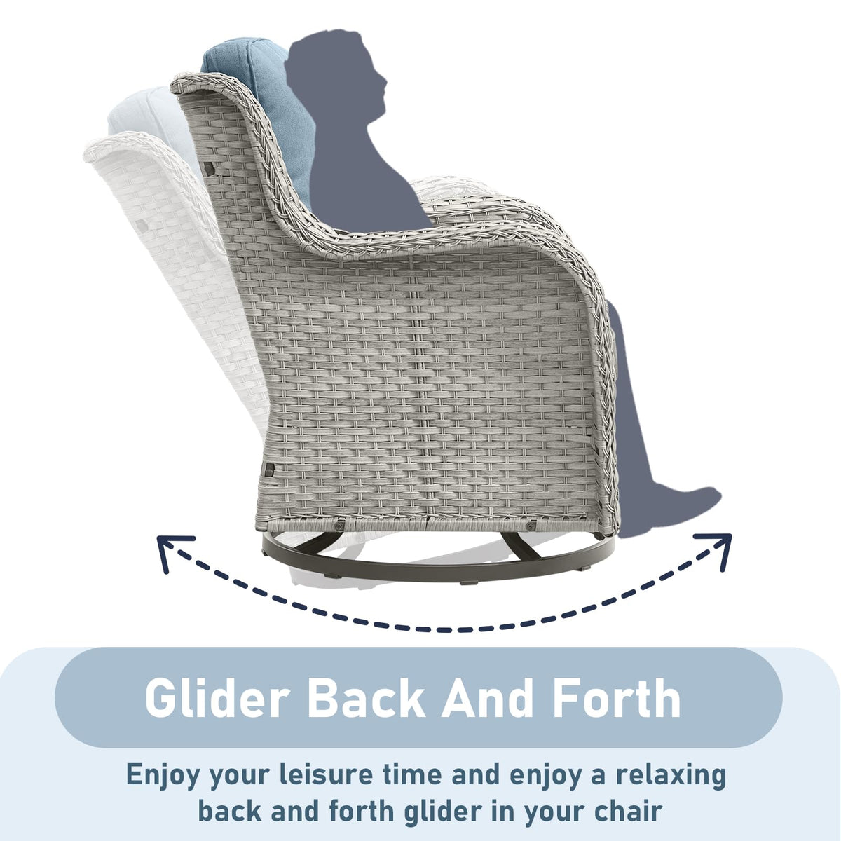 5 Piece Outdoor Swivel Rocker Chairs with Ottomans S736