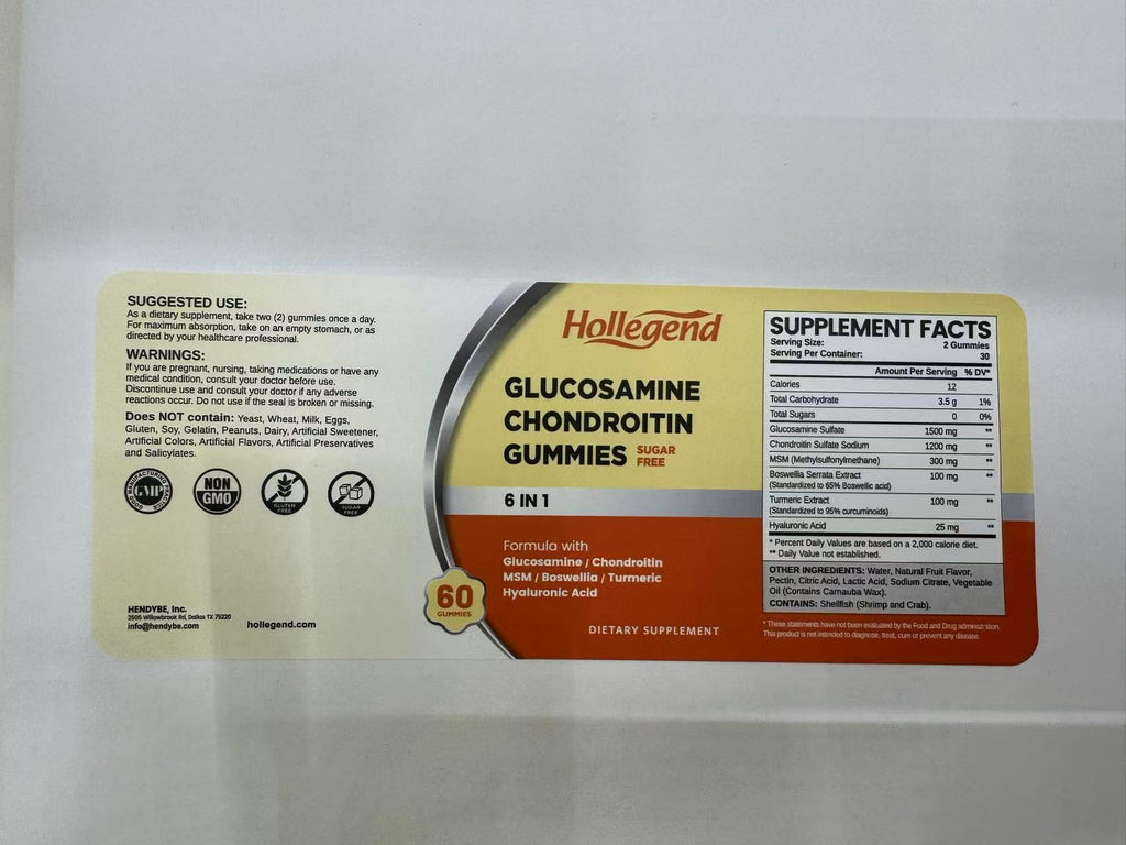 Sugar Free Glucosamine Chondroitin Gummies 60 Count G8178