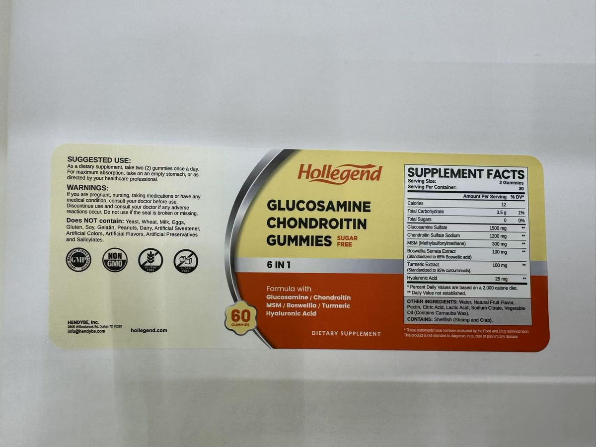 Sugar Free Glucosamine Chondroitin Gummies 60 Count G8178