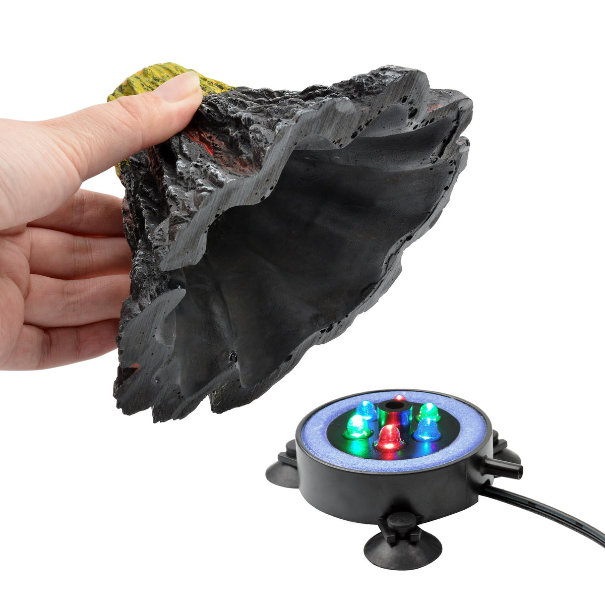 Aquarium Bubbler Decoration LED Volcano Ornament Q193