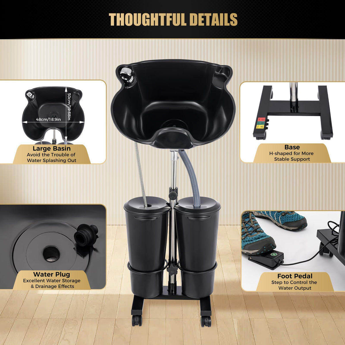 Portable Plastic Shampoo Unit with Electric Pump L956268