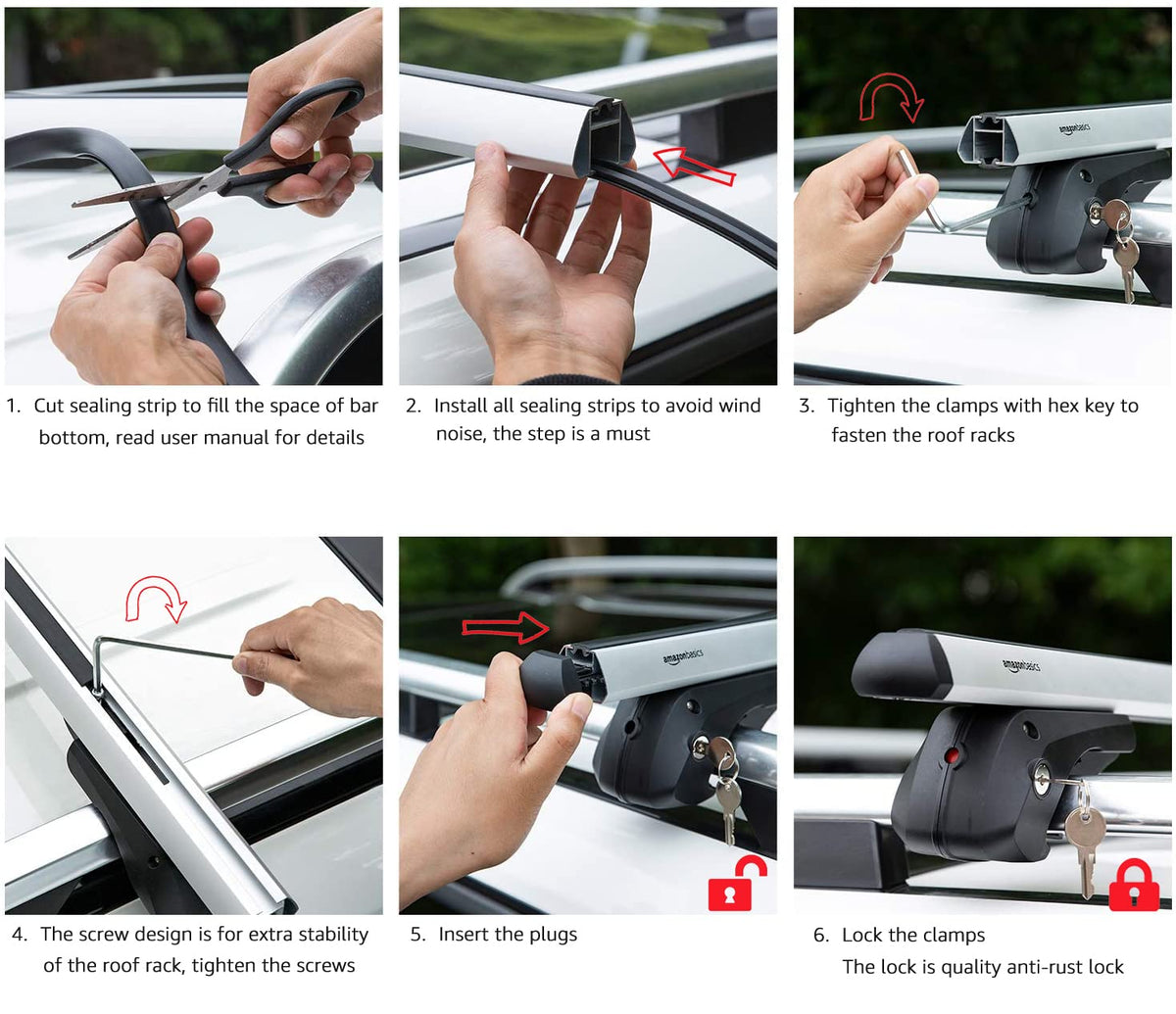 Black/Silver Cross Rail Roof Rack, 52 inches, Pack of 2 X373