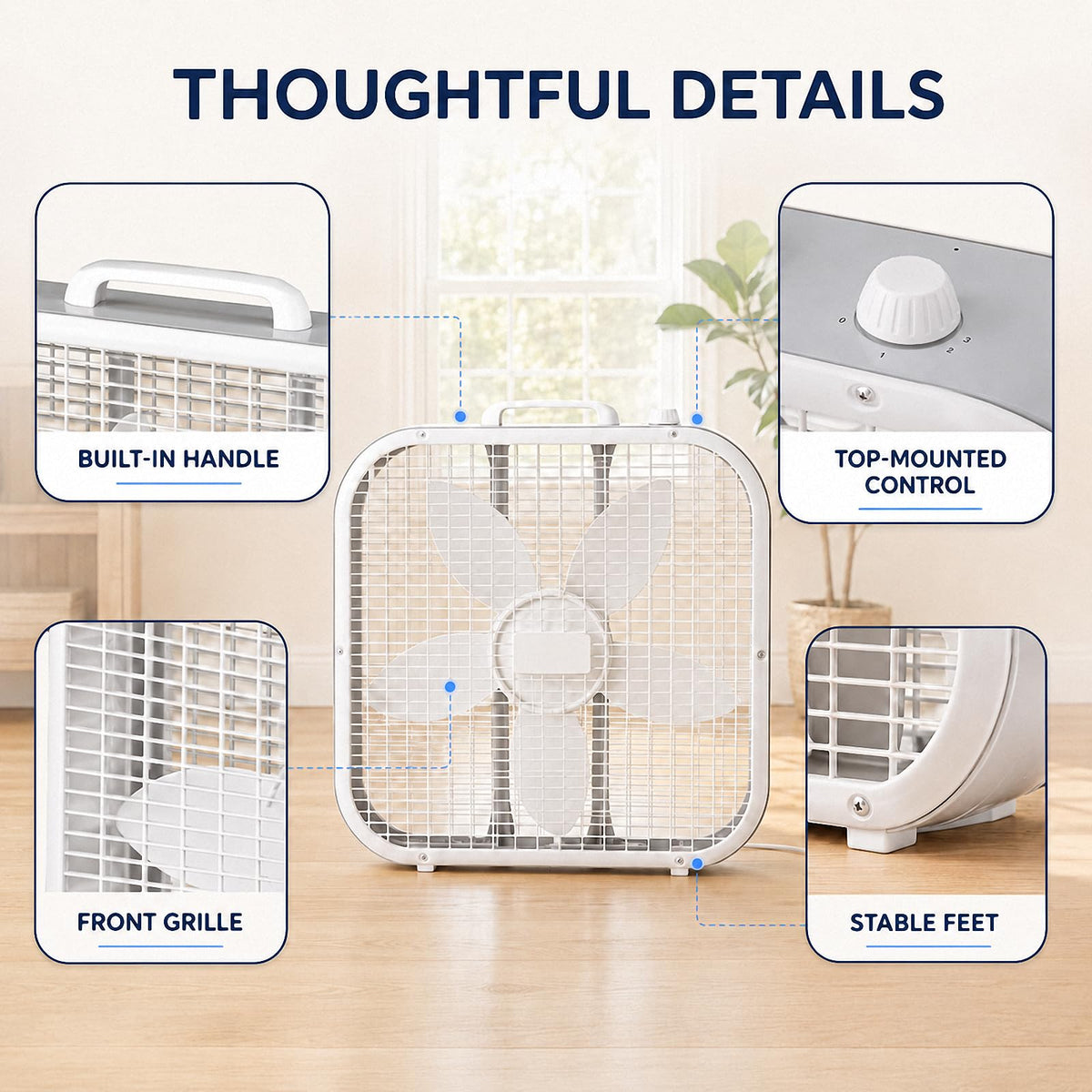 20 Inch 3-Speed White Box Fan S16562