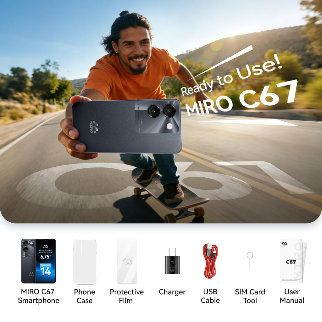 Ultra-Light 6.75" Big Screen 4G+64GB 13MP Dual Camera 4900mAh Android 14 Dual SIM Smartphone N95247