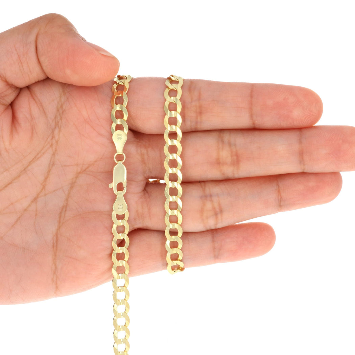 10K Yellow Gold Cuban Curb Link Chain Necklace V571371