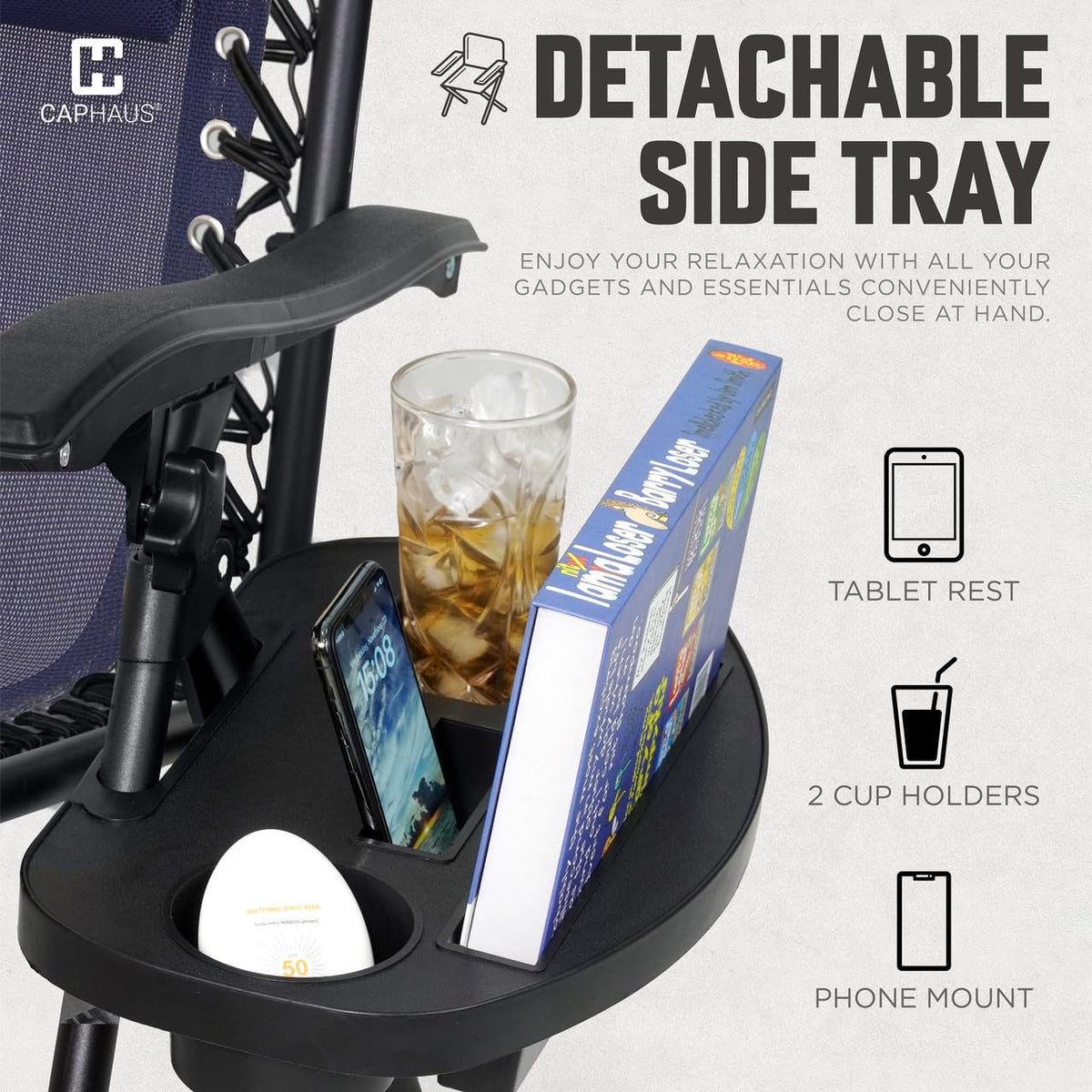 Blue Set of 2 Zero Gravity Chair with Side Tray C9912