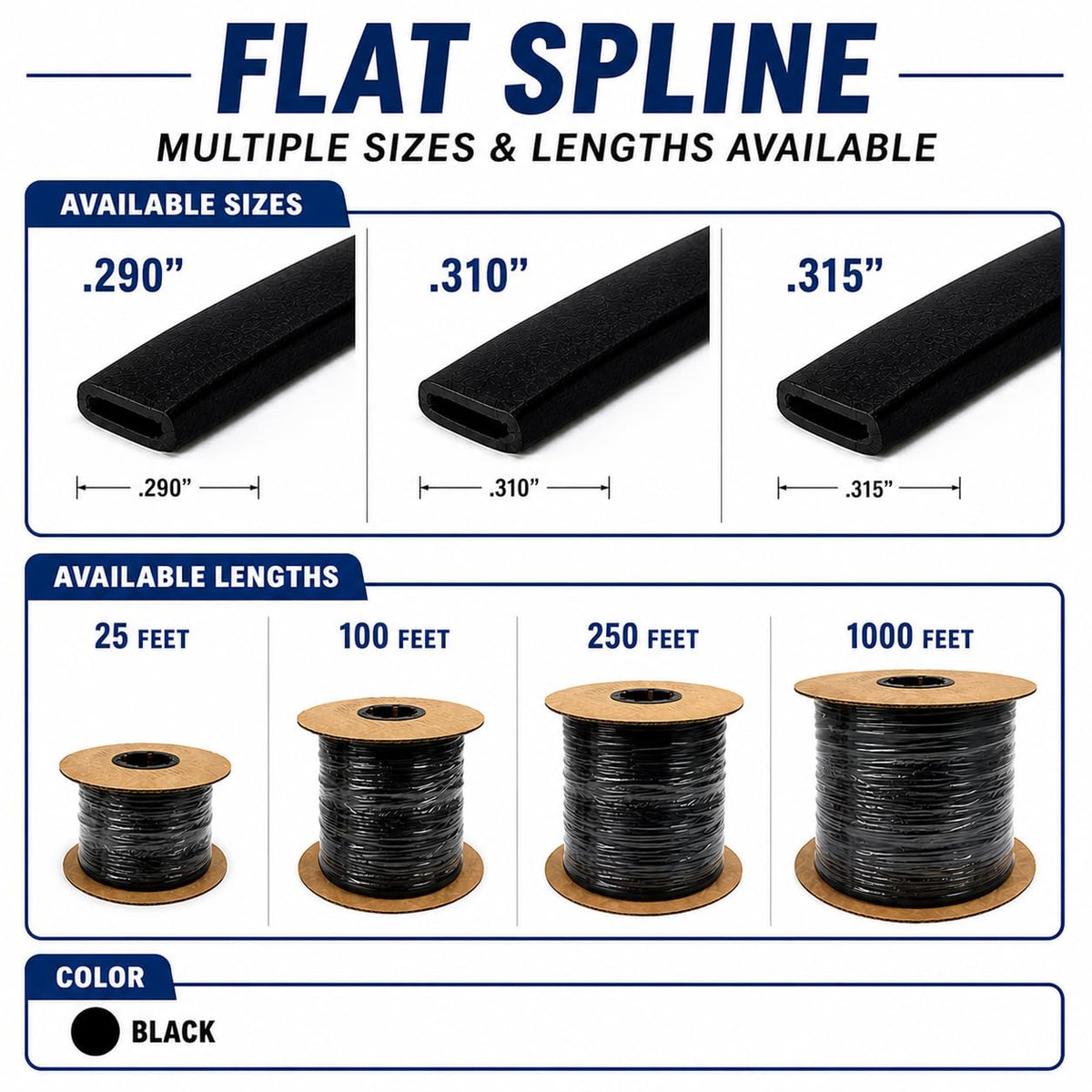 .310 Flat Vinyl Spline 100 Feet Y100951