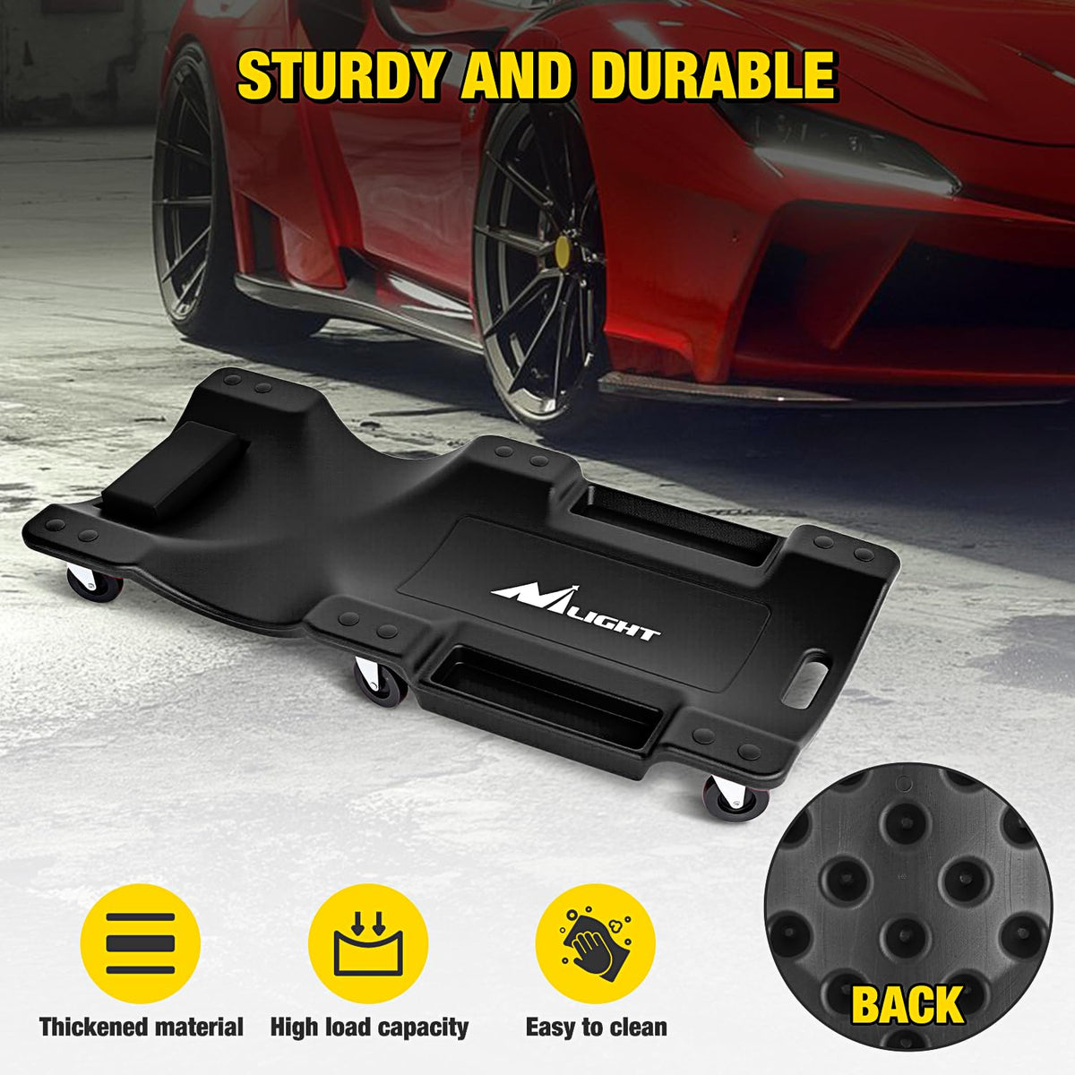40" Mechanic Plastic Creeper with Padded Headrest S835331