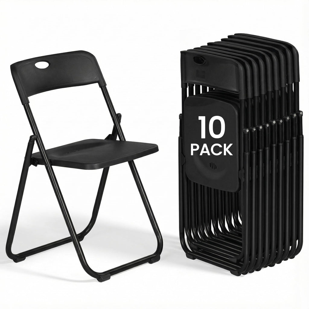 Black Plastic Folding Chairs 10 Pack W77699