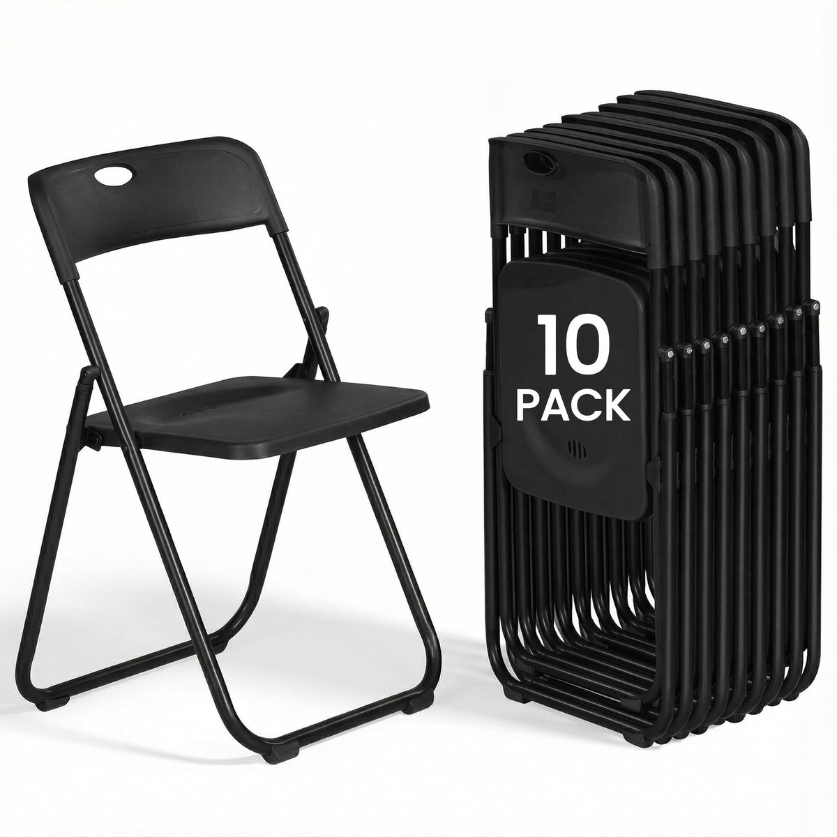 Black Plastic Folding Chairs 10 Pack W77699