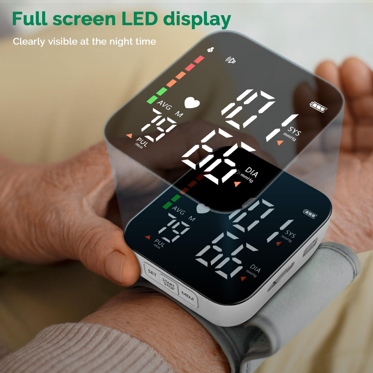 Wrist Blood Pressure Monitor Automatic Talking Digital LED Display L222686