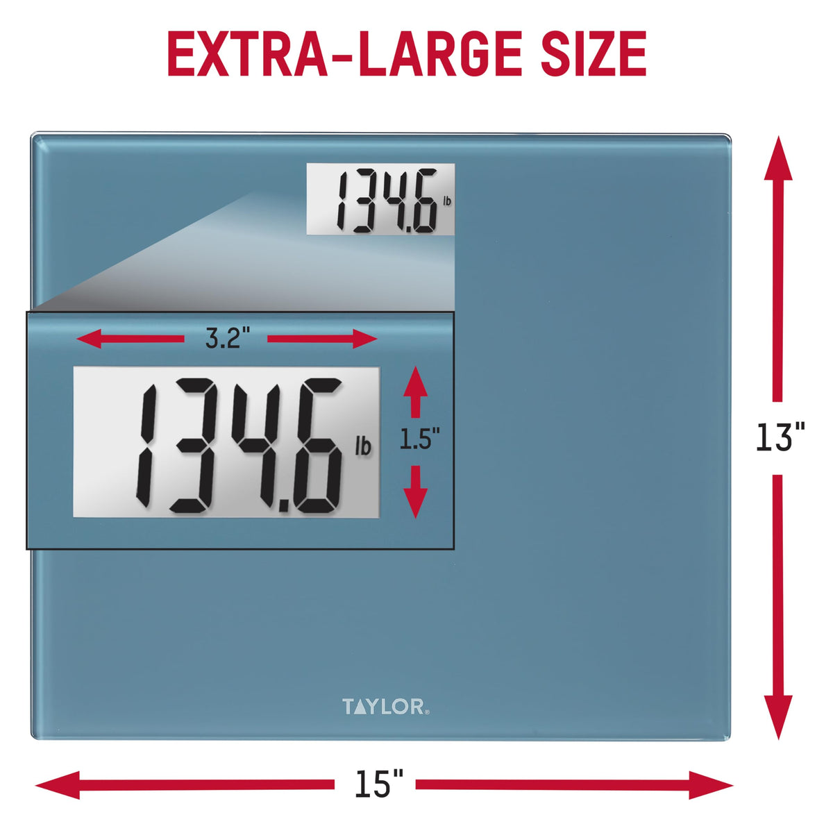 Digital Scale, Extra-Wide 13x15 Glass Platform, Slate Blue Z12651