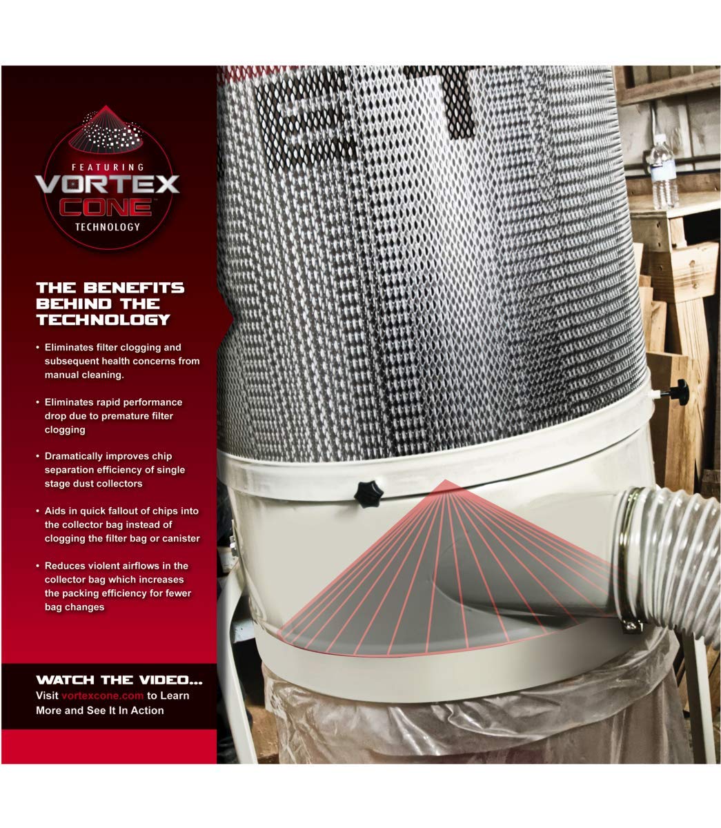 2 HP 230V Dust Collector with 2-Micron Canister Filter D911986
