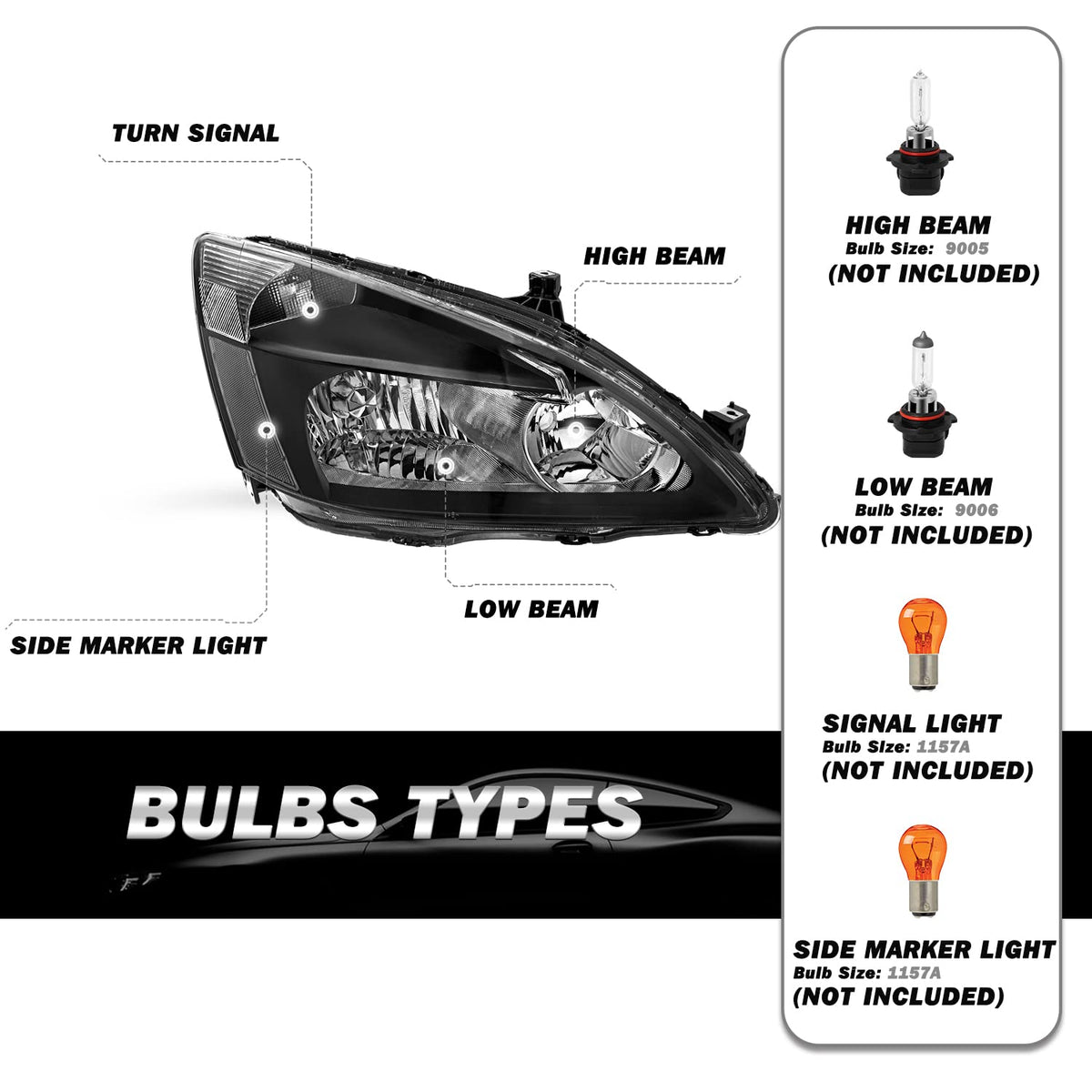 2003-2007 Honda Accord Halogen Headlight Assembly F228729