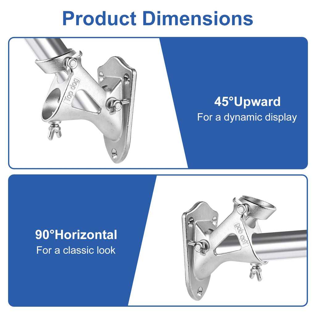304 Stainless Steel Adjustable Wall Mount Flag Pole Holder Bracket B683